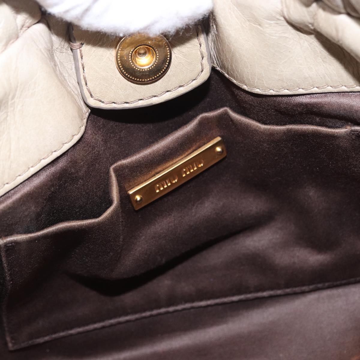 Miu Miu Hand Bag Vitellolux 2way Beige Gold Auth 200264V