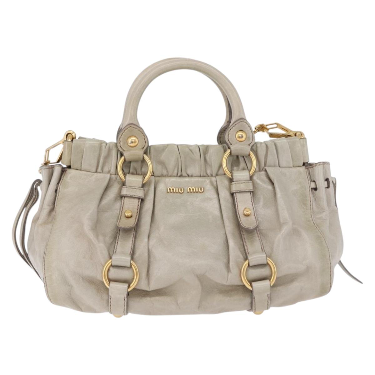 Miu Miu Hand Bag Vitellolux 2way Beige Gold Auth 200264V