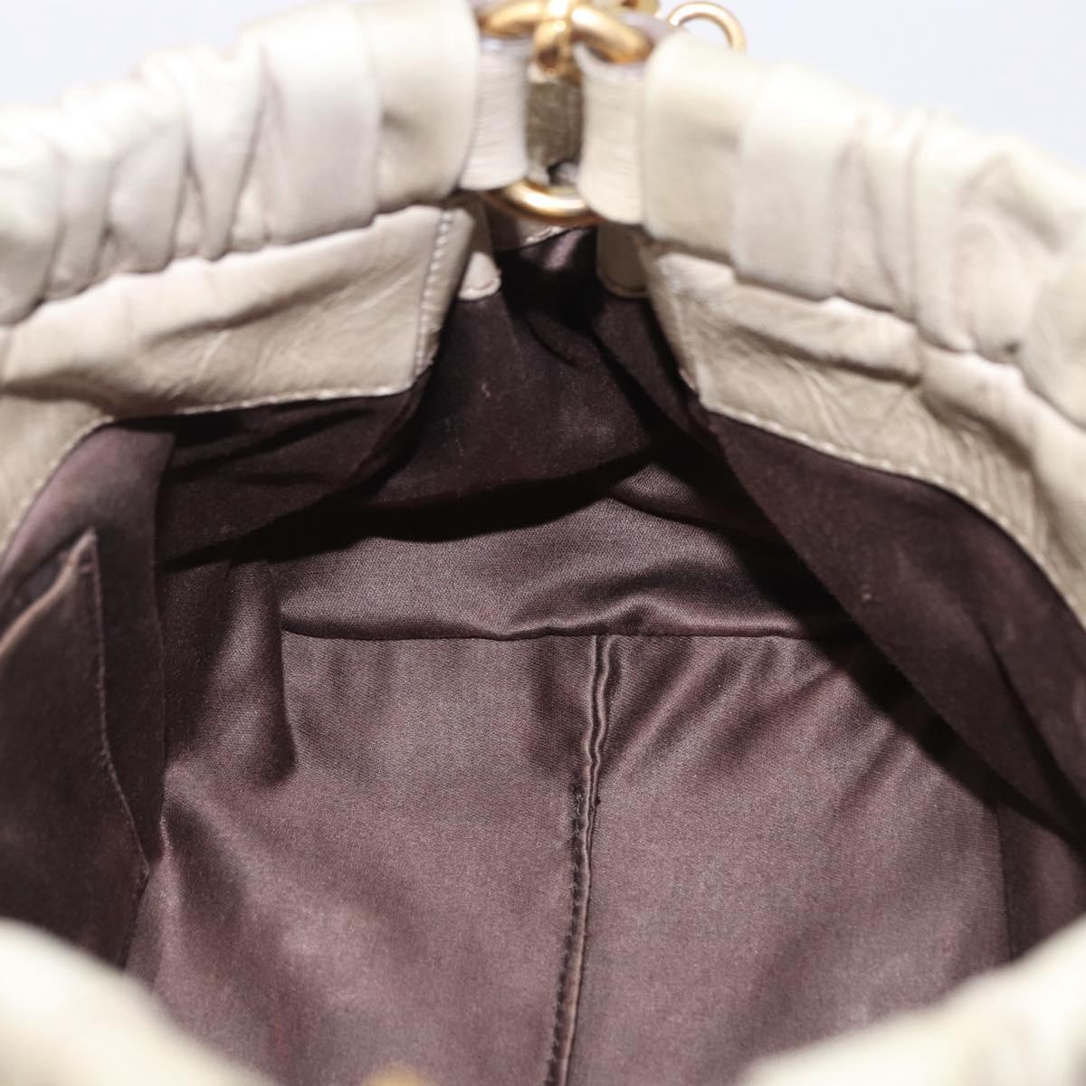 Miu Miu Hand Bag Vitellolux 2way Beige Gold Auth 200264V