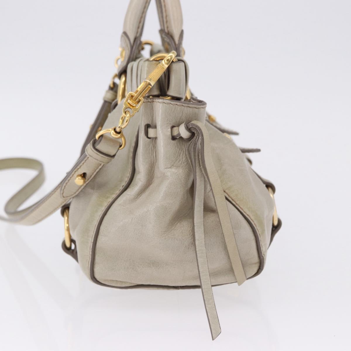 Miu Miu Hand Bag Vitellolux 2way Beige Gold Auth 200264V