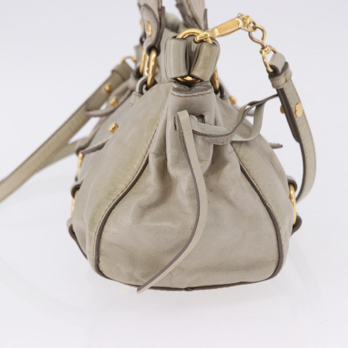Miu Miu Hand Bag Vitellolux 2way Beige Gold Auth 200264V