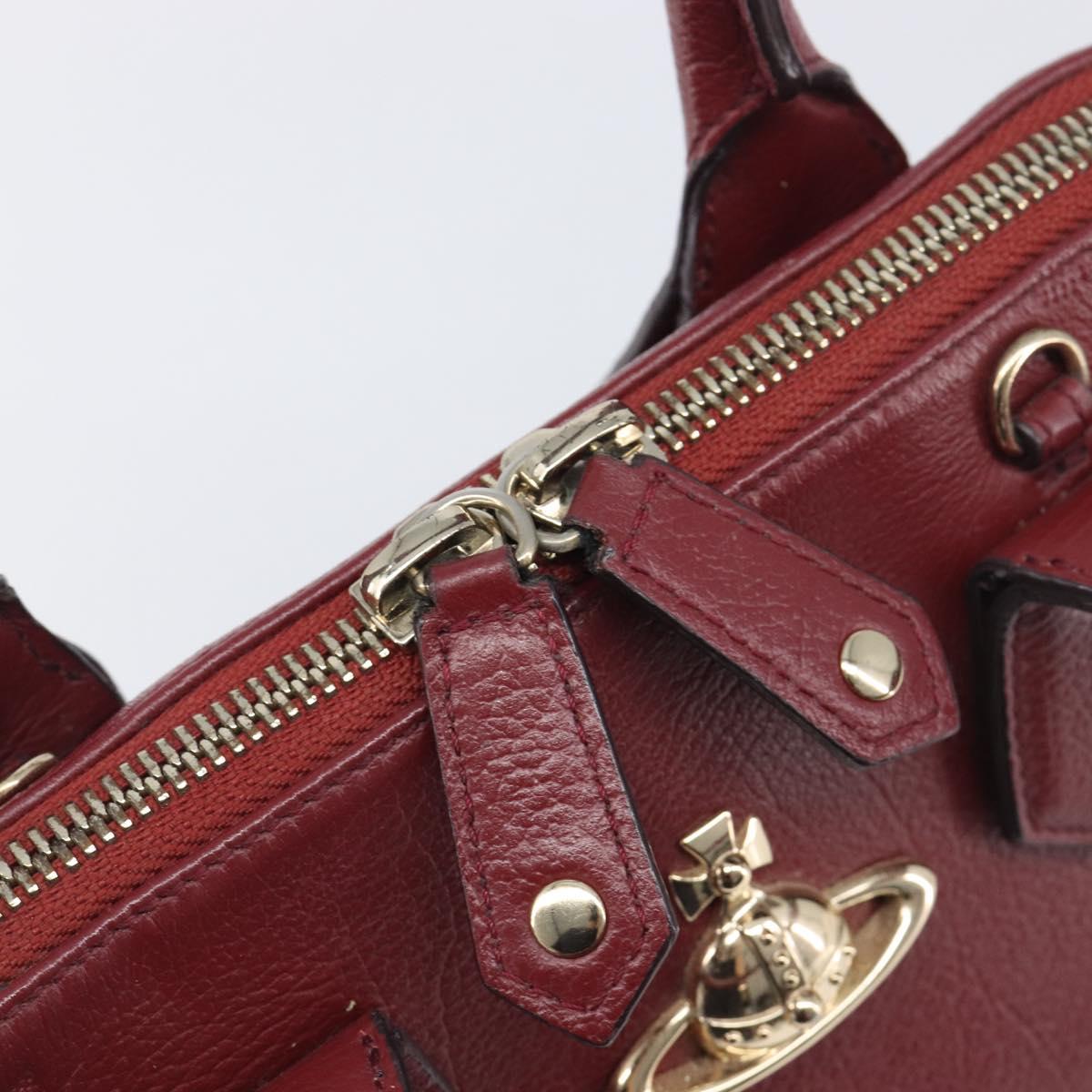 Vivienne Westwood Hand Bag Leather Bordeaux Gold Auth 200269A