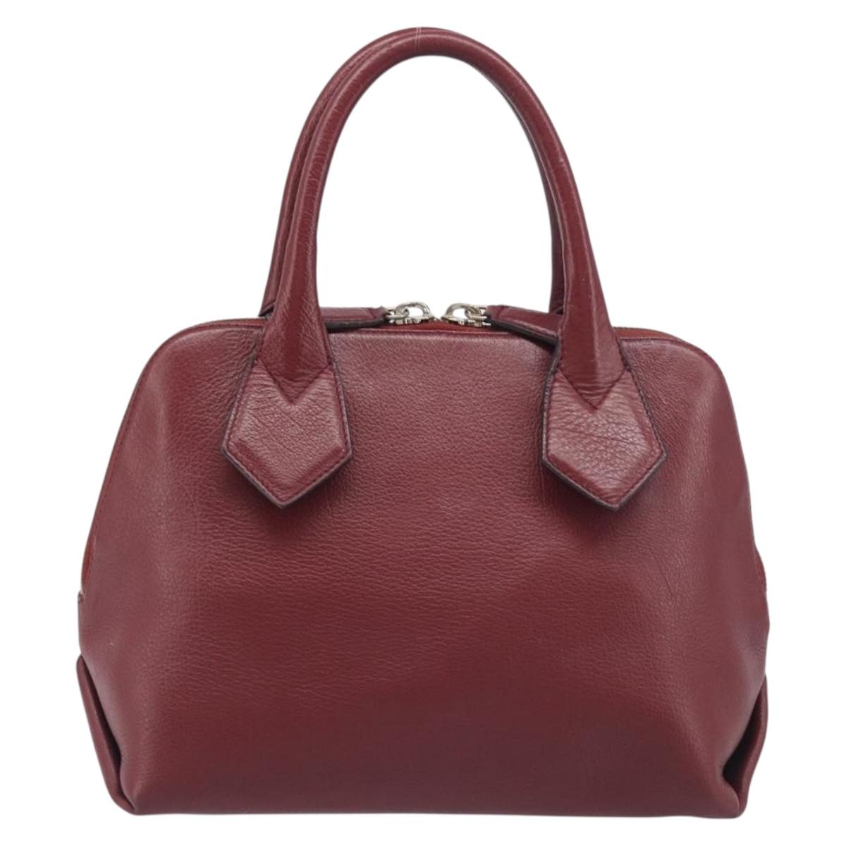 Vivienne Westwood Hand Bag Leather Bordeaux Gold Auth 200269A