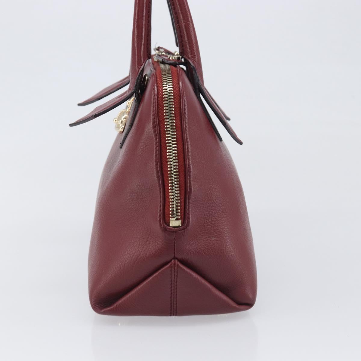 Vivienne Westwood Hand Bag Leather Bordeaux Gold Auth 200269A