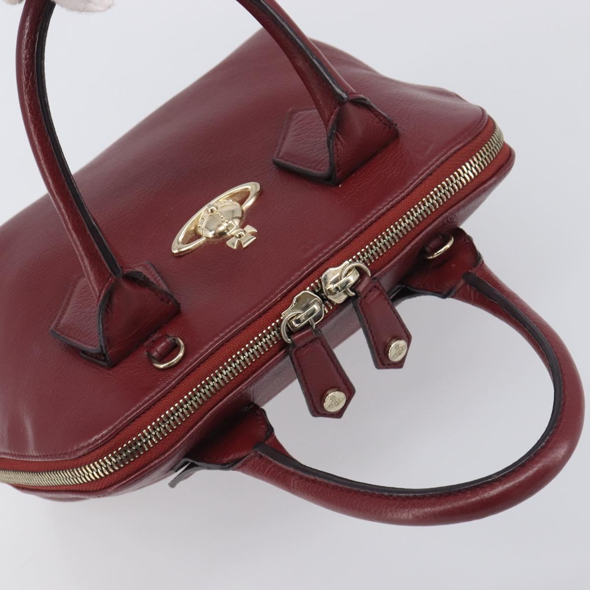 Vivienne Westwood Hand Bag Leather Bordeaux Gold Auth 200269A