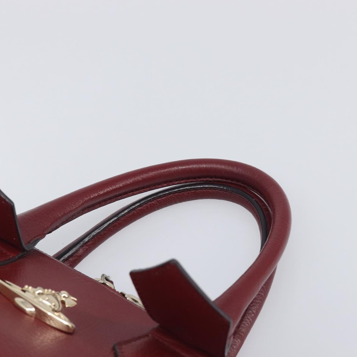 Vivienne Westwood Hand Bag Leather Bordeaux Gold Auth 200269A