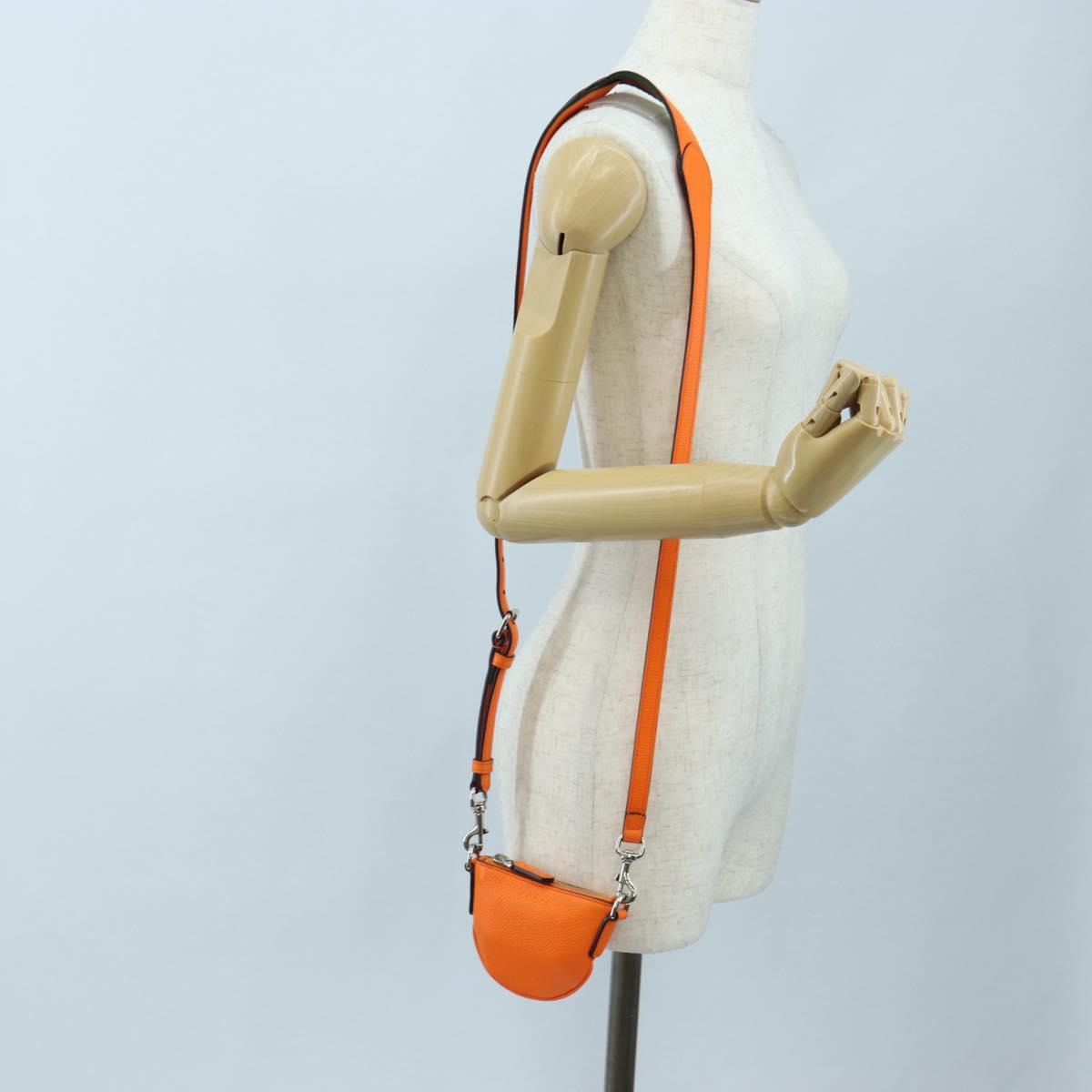 GUCCI Logo Micro Shoulder Bag Leather Orange Silver 821831 Auth 200280V