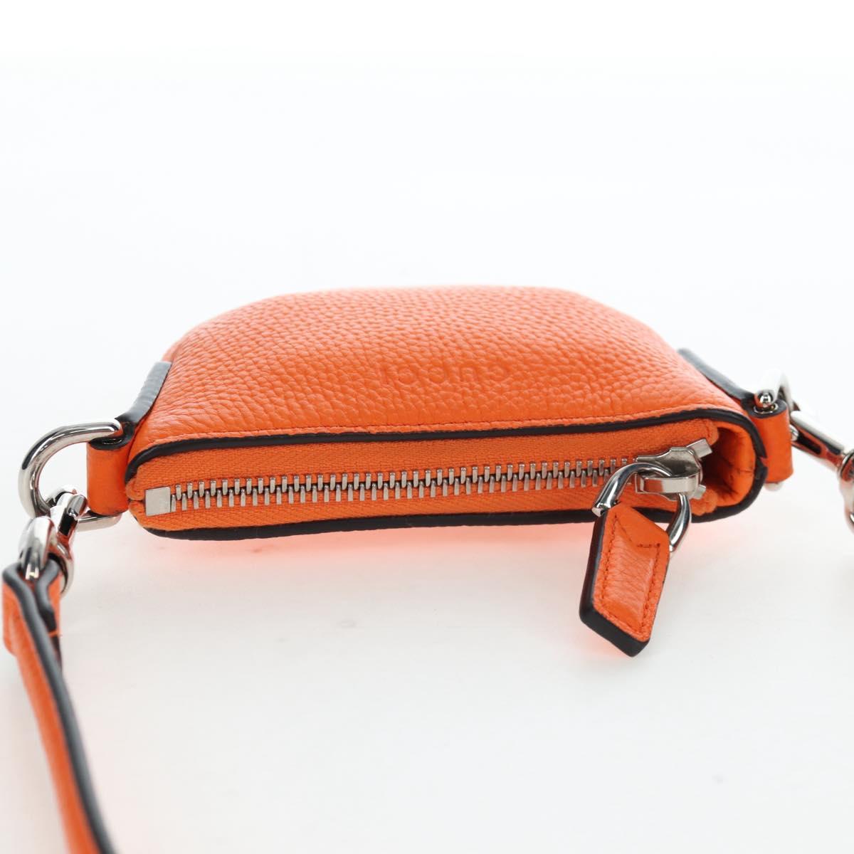 GUCCI Logo Micro Shoulder Bag Leather Orange Silver 821831 Auth 200280V