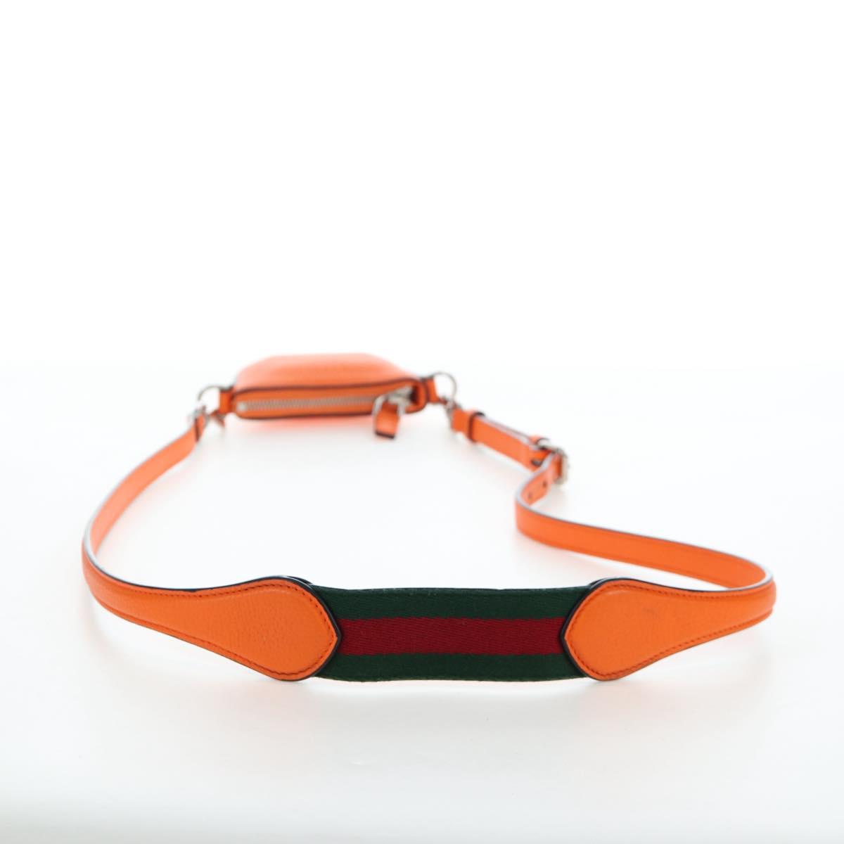 GUCCI Logo Micro Shoulder Bag Leather Orange Silver 821831 Auth 200280V