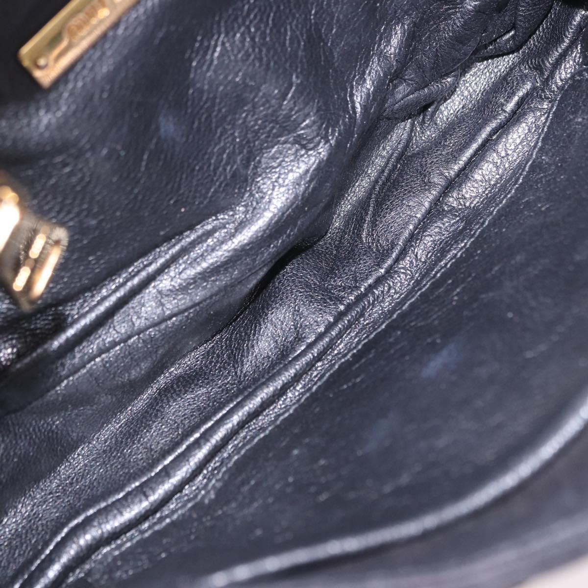 Miu Miu Biker Studs Shoulder Bag Leather Black Gold Auth 200282V