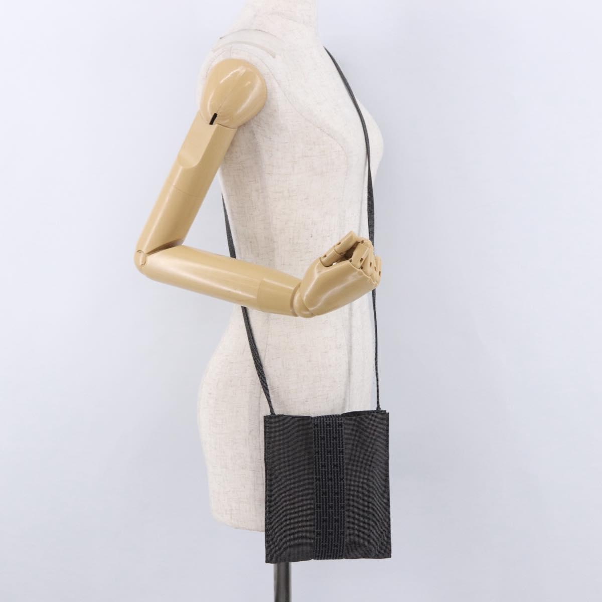 HERMES Her Line Pochette Shoulder Bag Canvas Gray Auth 200286