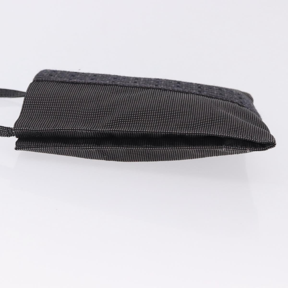 HERMES Her Line Pochette Shoulder Bag Canvas Gray Auth 200286
