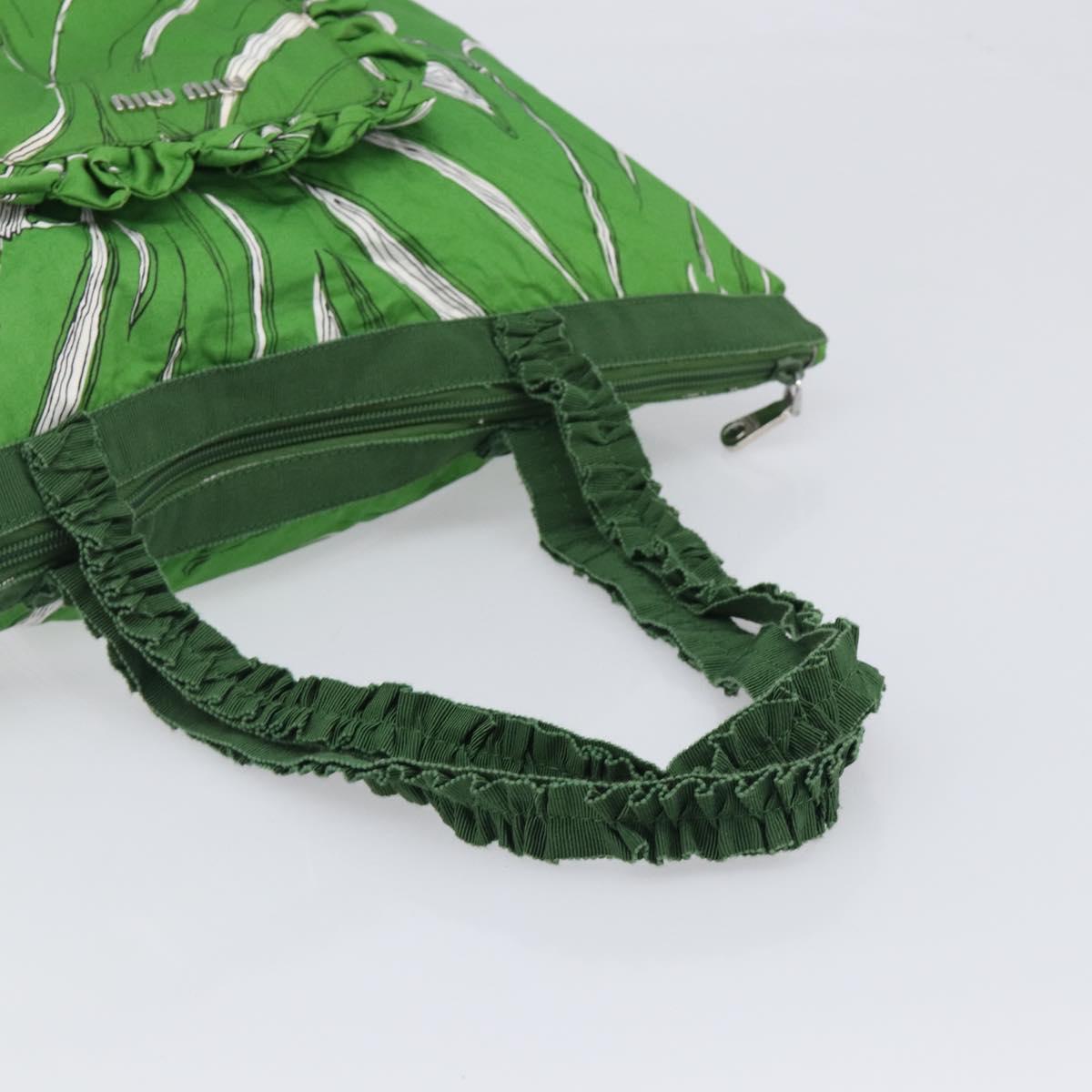 Miu Miu Tote Bag Nylon Green Silver Auth 200289A