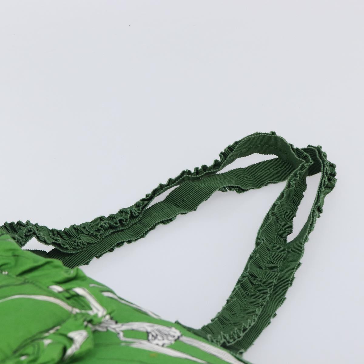 Miu Miu Tote Bag Nylon Green Silver Auth 200289A