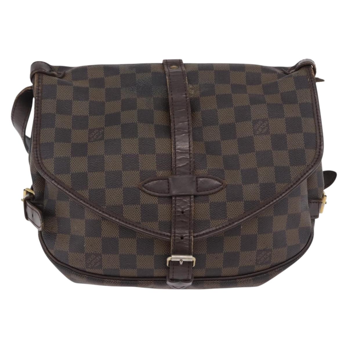 LOUIS VUITTON Damier Ebene Saumur 30 Shoulder Bag SPO N48081 LV Auth 200290