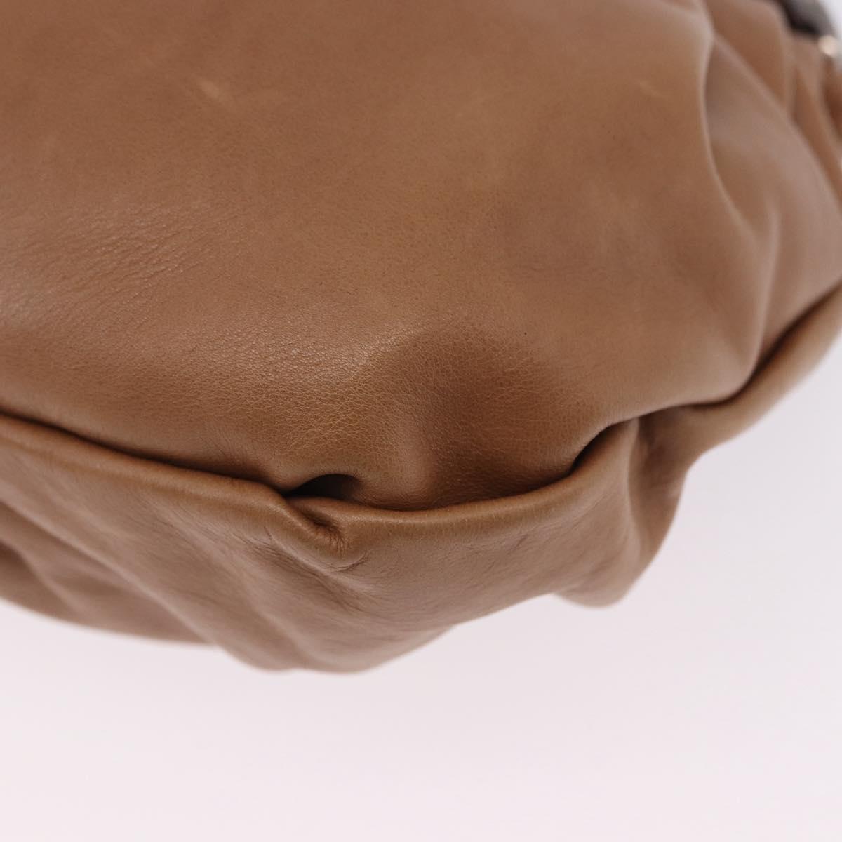 PRADA Shoulder Bag Leather Brown Silver Auth 200291V