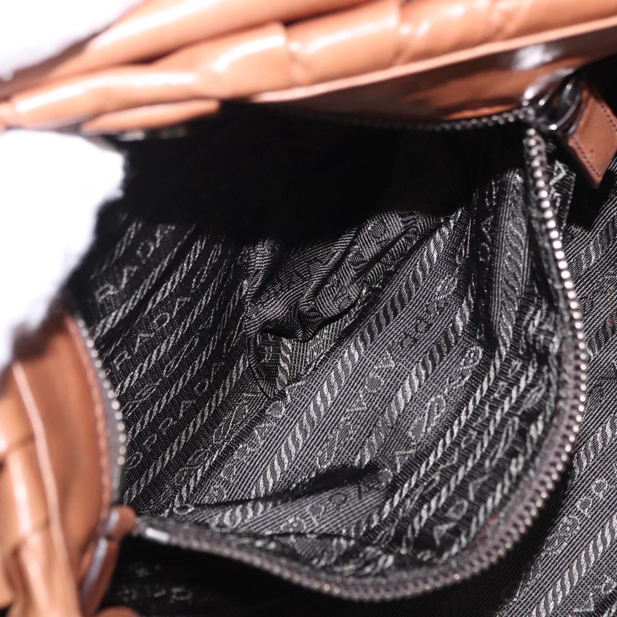 PRADA Shoulder Bag Leather Brown Silver Auth 200291V