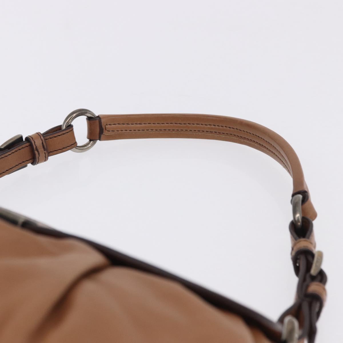 PRADA Shoulder Bag Leather Brown Silver Auth 200291V