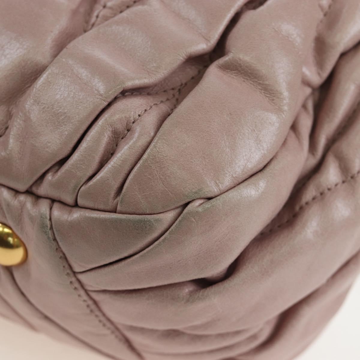 Miu Miu Matelasse Hand Bag Leather 2way Pink Gold Auth 200292V
