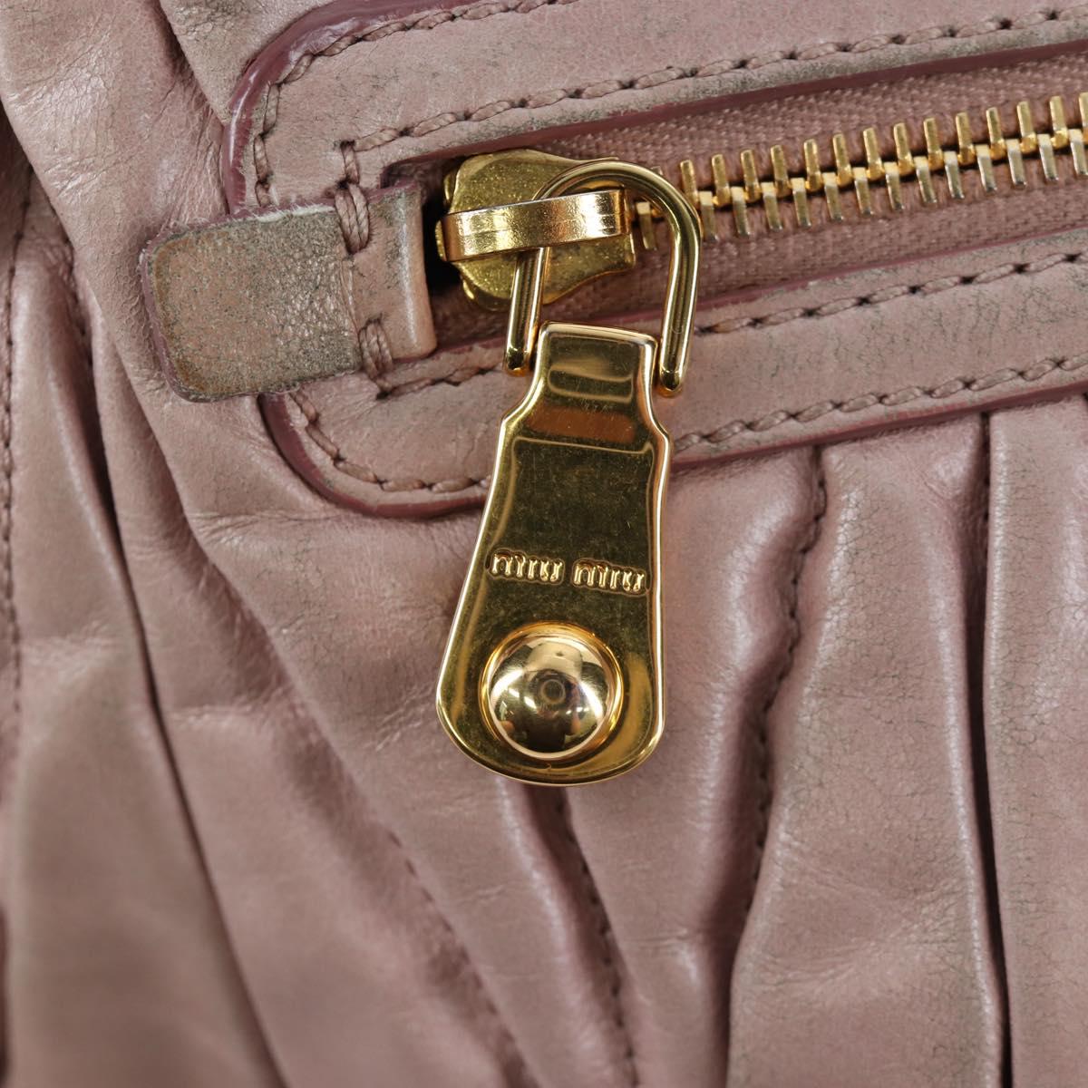 Miu Miu Matelasse Hand Bag Leather 2way Pink Gold Auth 200292V