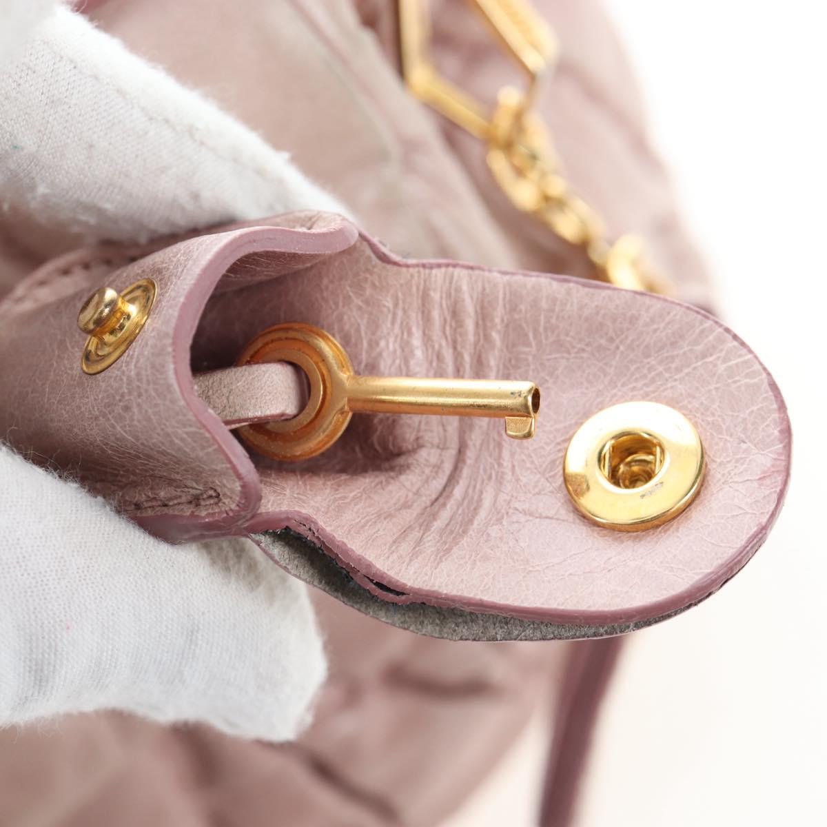 Miu Miu Matelasse Hand Bag Leather 2way Pink Gold Auth 200292V