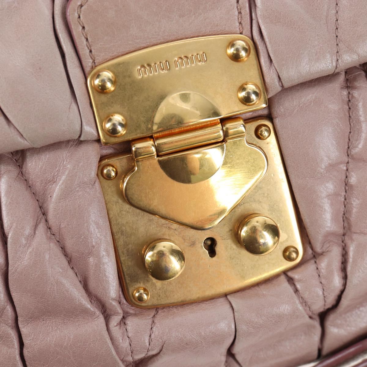 Miu Miu Matelasse Hand Bag Leather 2way Pink Gold Auth 200292V