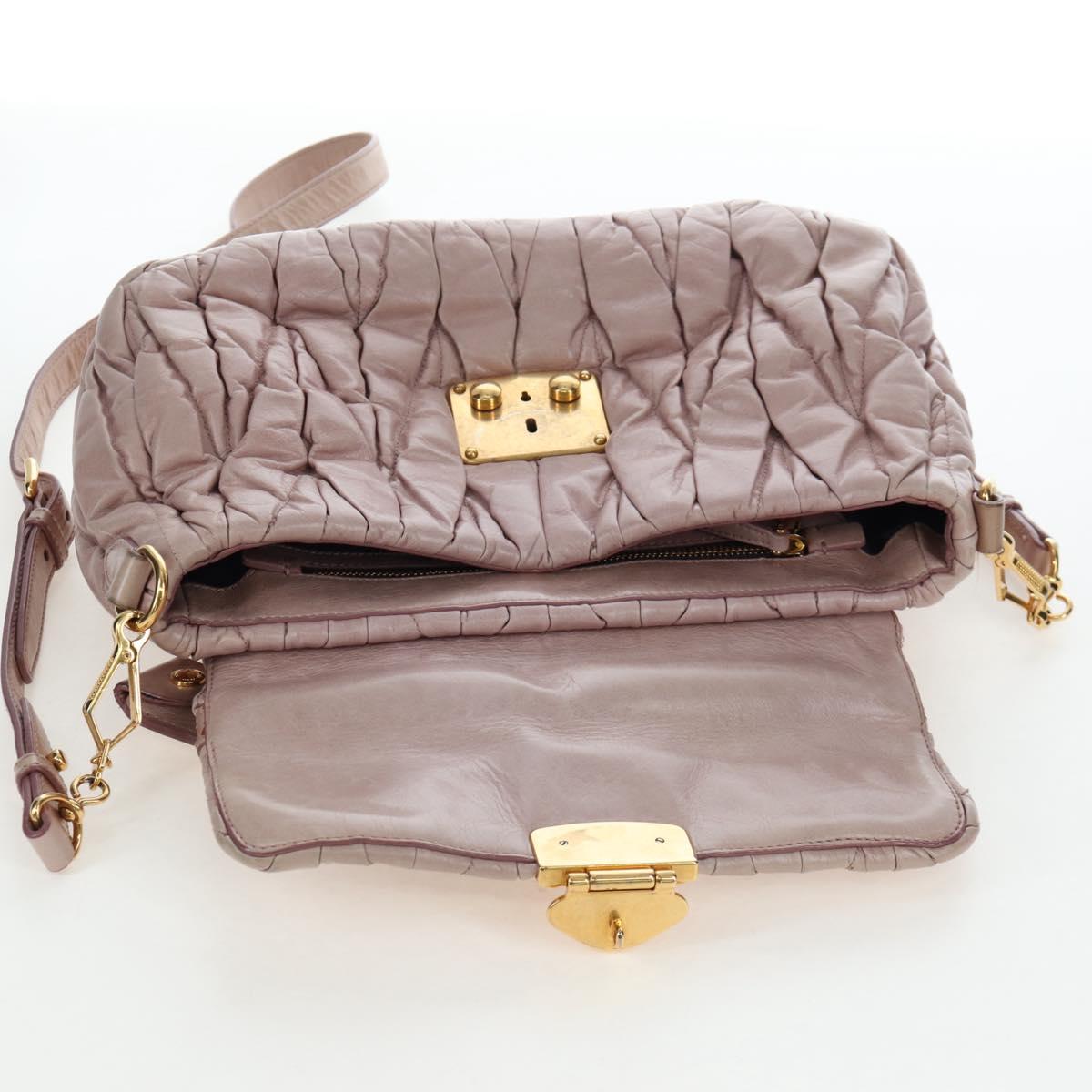 Miu Miu Matelasse Hand Bag Leather 2way Pink Gold Auth 200292V