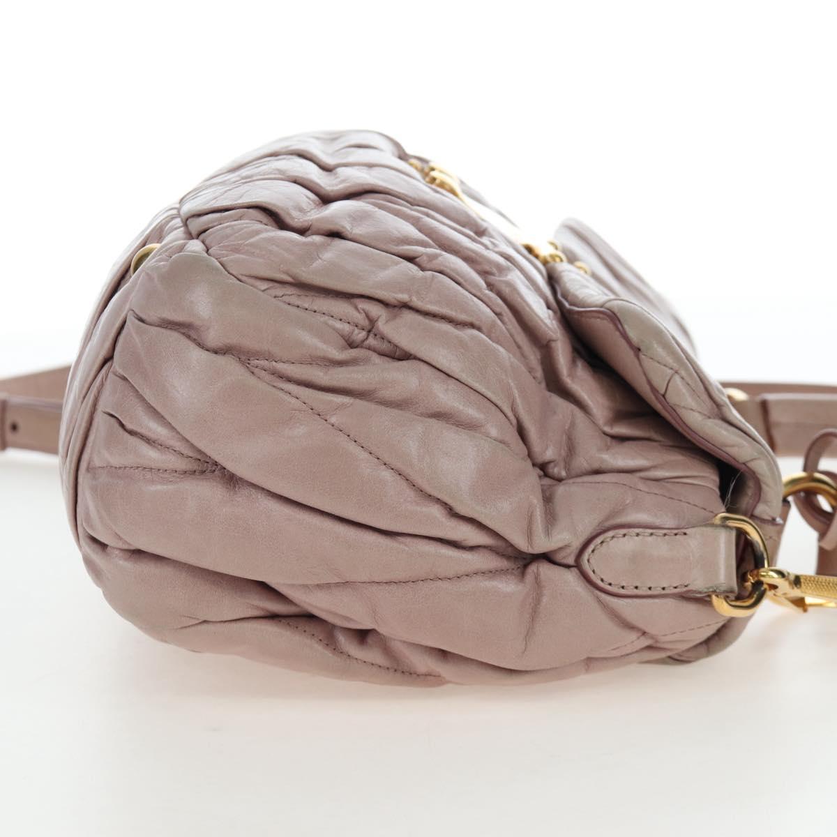 Miu Miu Matelasse Hand Bag Leather 2way Pink Gold Auth 200292V