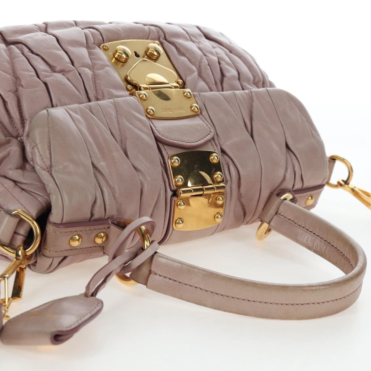 Miu Miu Matelasse Hand Bag Leather 2way Pink Gold Auth 200292V