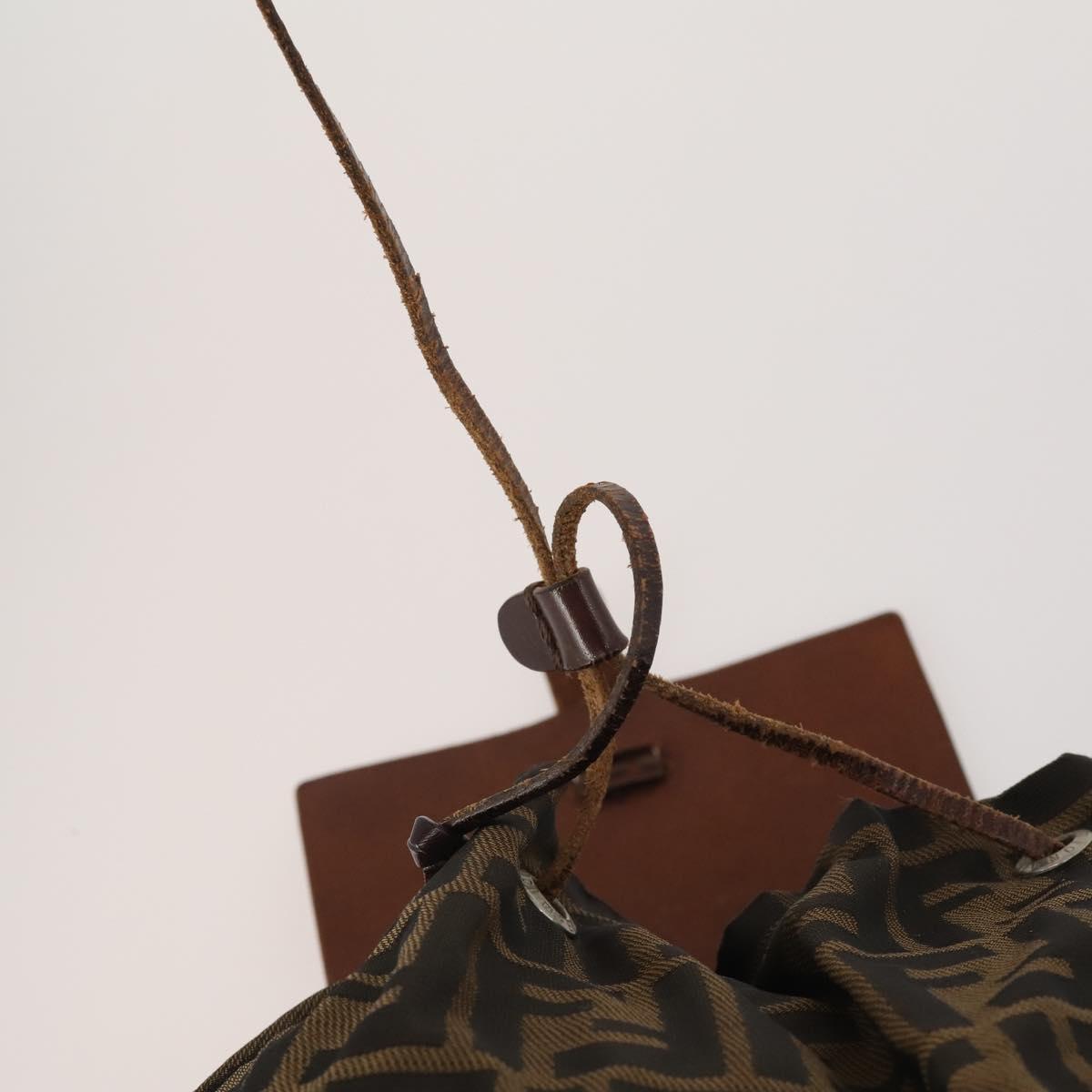 FENDI Zucca Canvas Backpack Brown Black Auth 200298