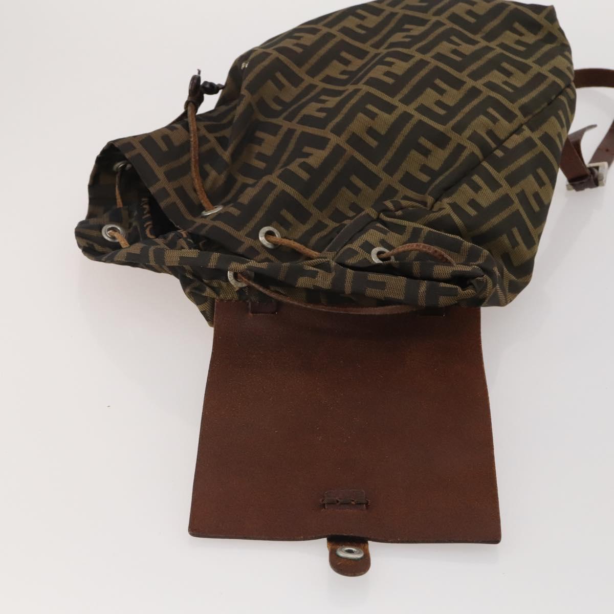 FENDI Zucca Canvas Backpack Brown Black Auth 200298