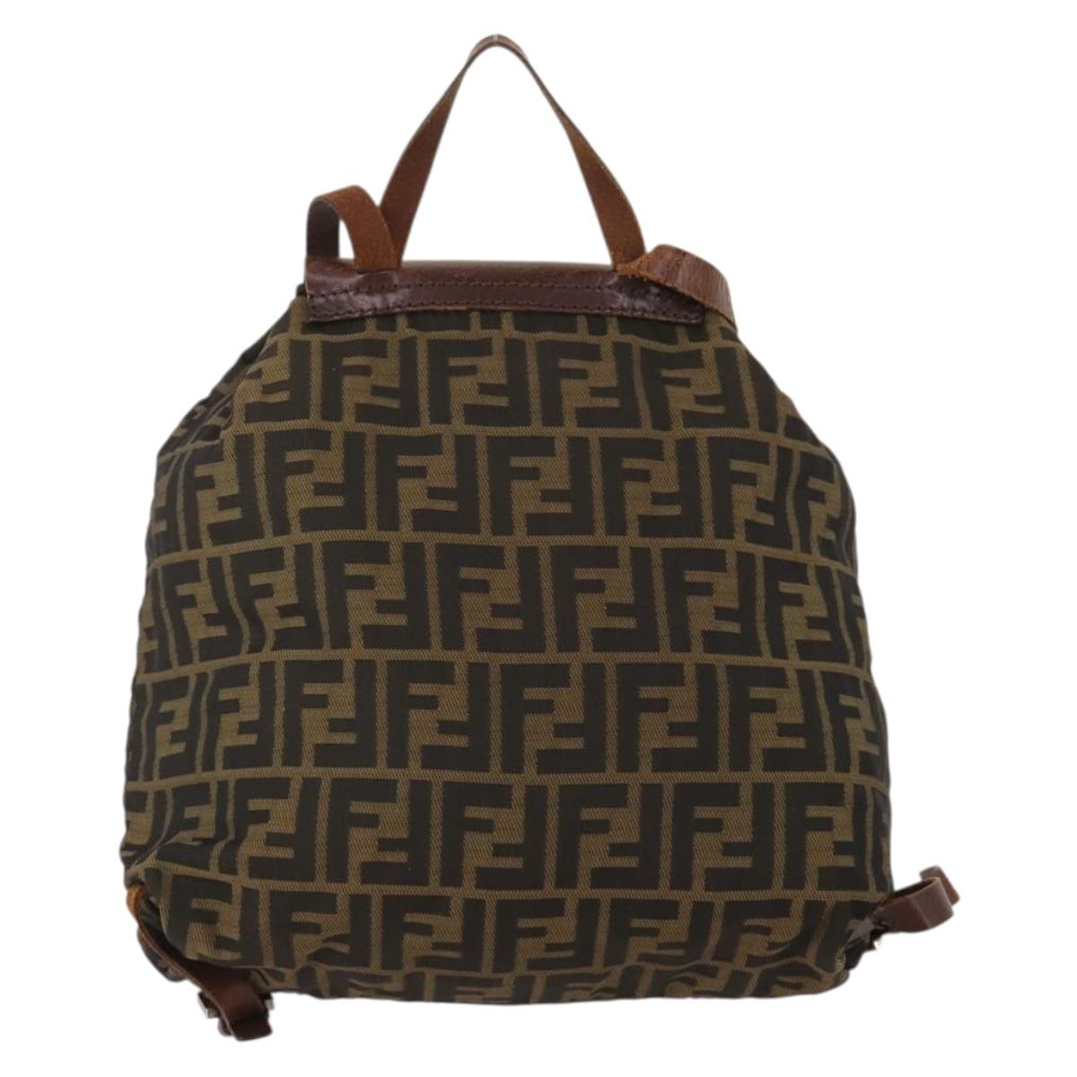 FENDI Zucca Canvas Backpack Brown Black Auth 200298