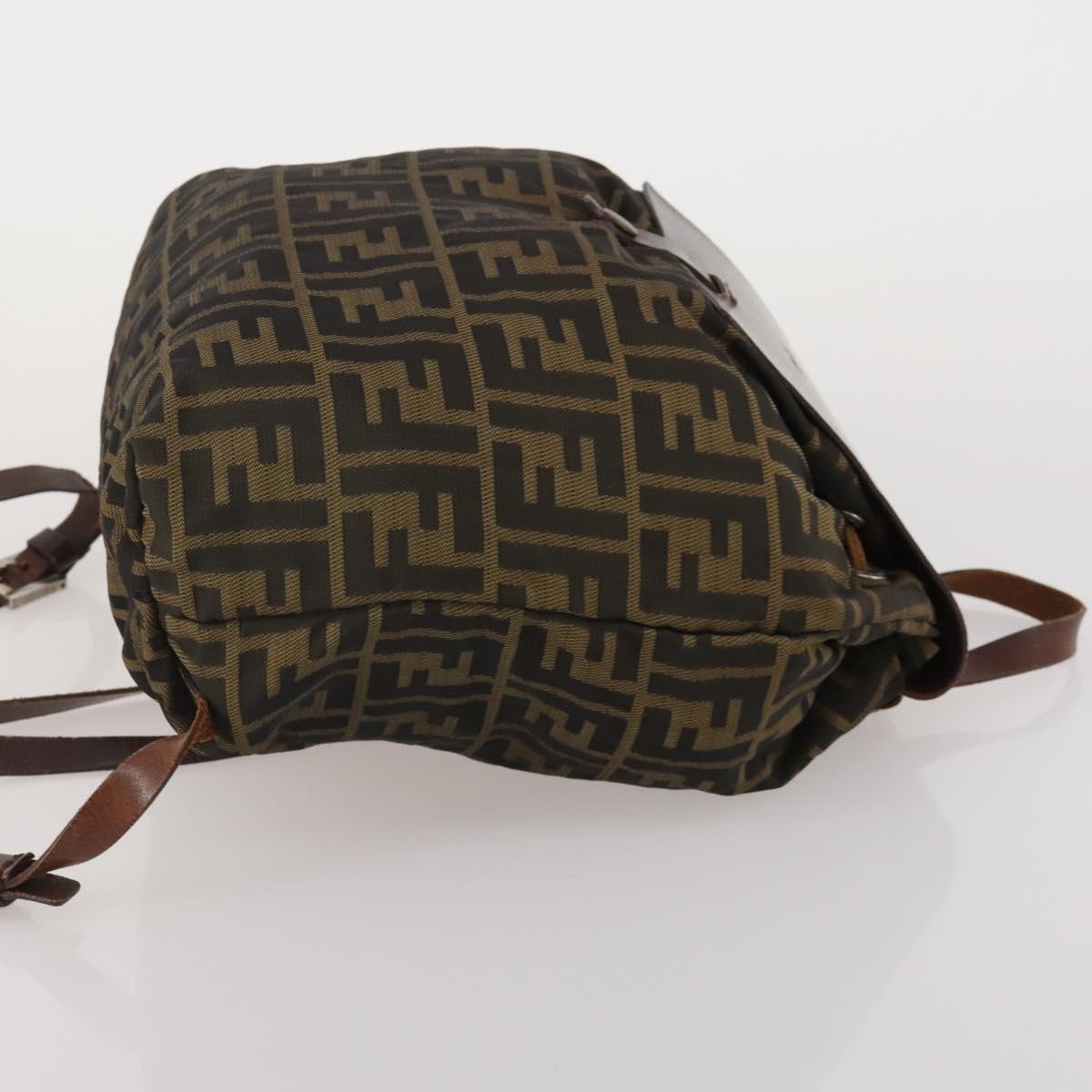 FENDI Zucca Canvas Backpack Brown Black Auth 200298