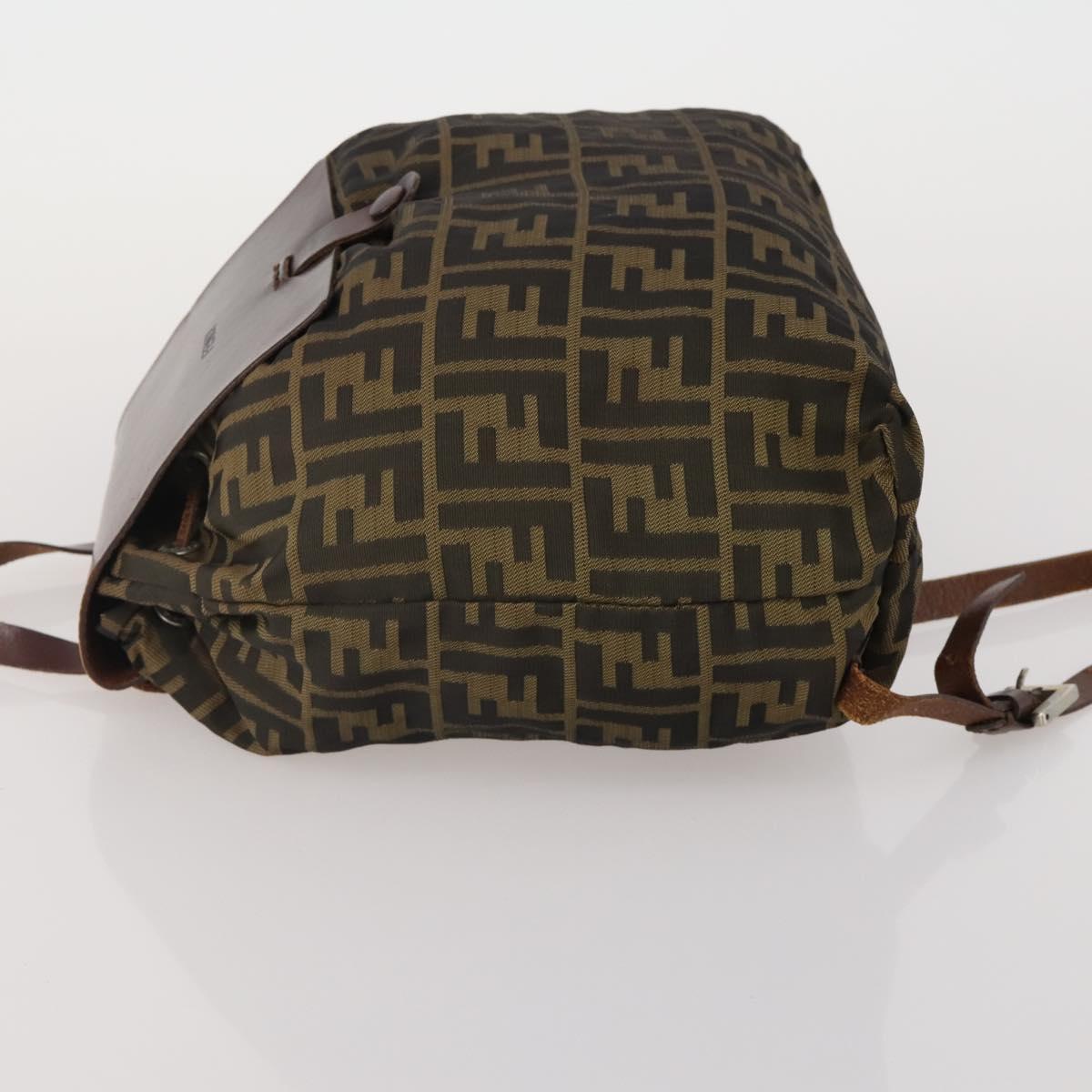FENDI Zucca Canvas Backpack Brown Black Auth 200298