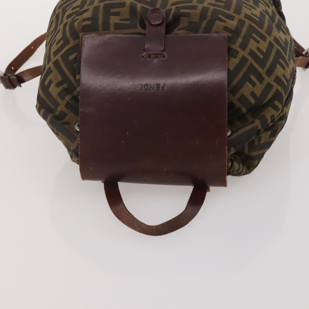 FENDI Zucca Canvas Backpack Brown Black Auth 200298