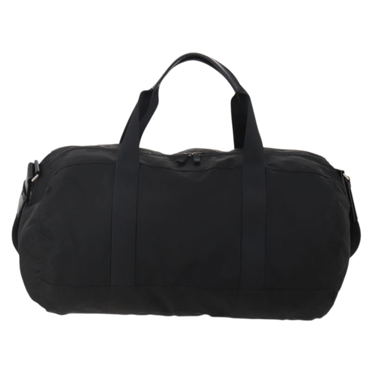 PRADA Boston Bag Nylon 2way Black Silver Auth 200299A