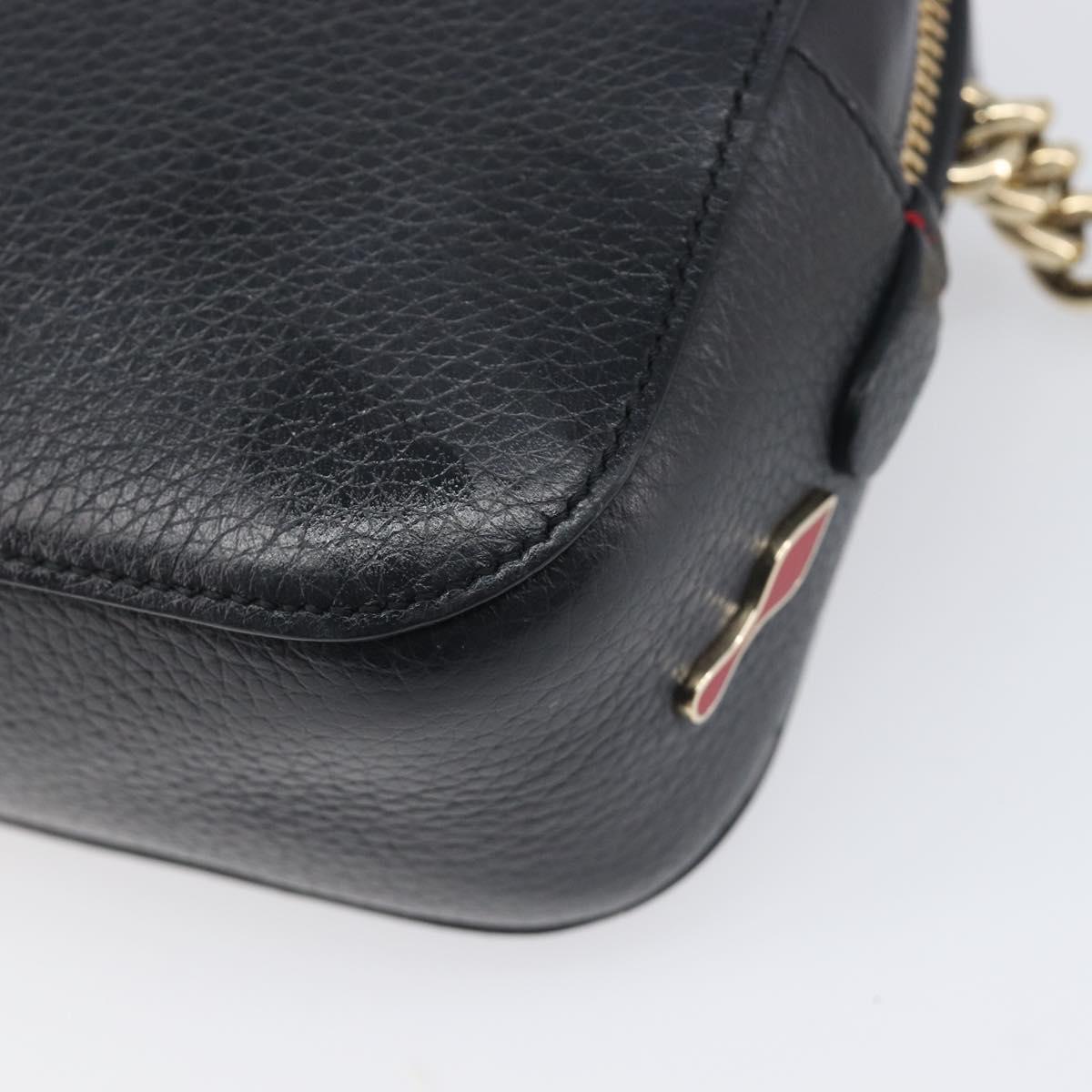 Christian Louboutin Chain Shoulder Bag Leather Black Gold Auth 200300A