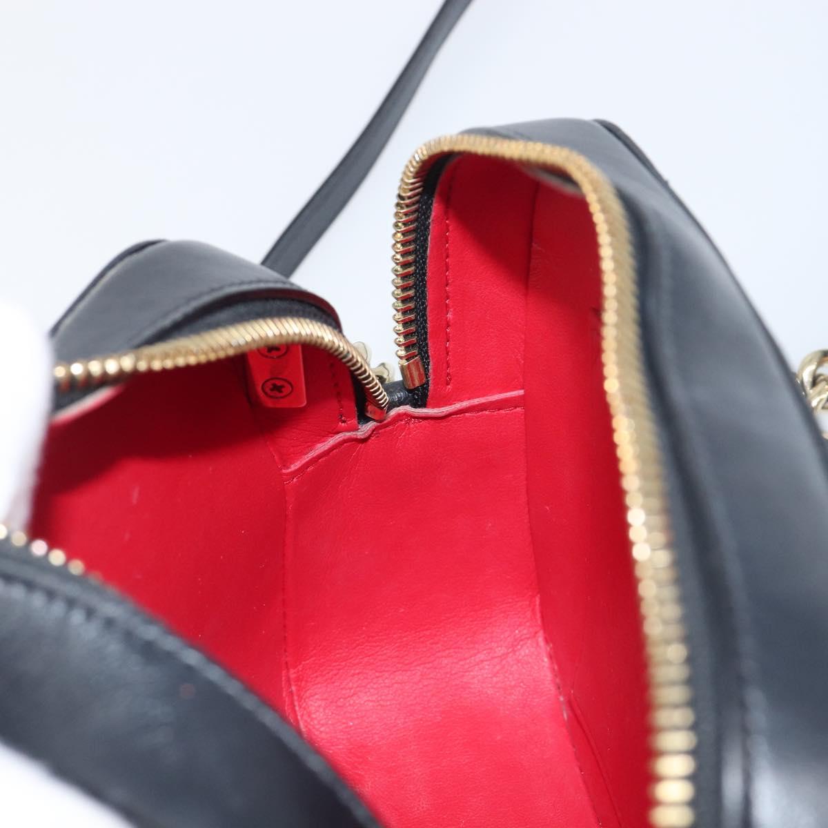 Christian Louboutin Chain Shoulder Bag Leather Black Gold Auth 200300A