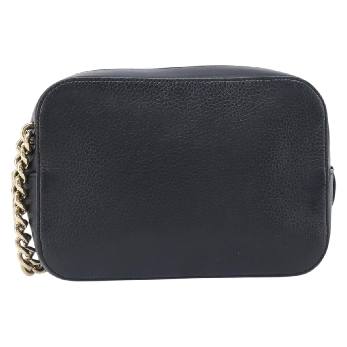 Christian Louboutin Chain Shoulder Bag Leather Black Gold Auth 200300A