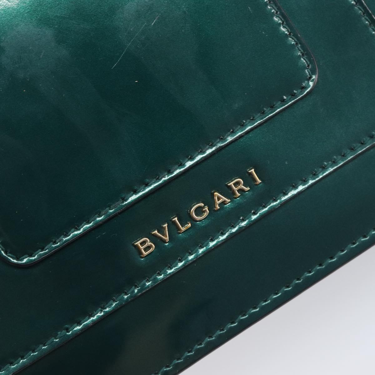 BVLGARI Serpenti Forever Chain Bag Patent Leather Green Gold Auth 200301V