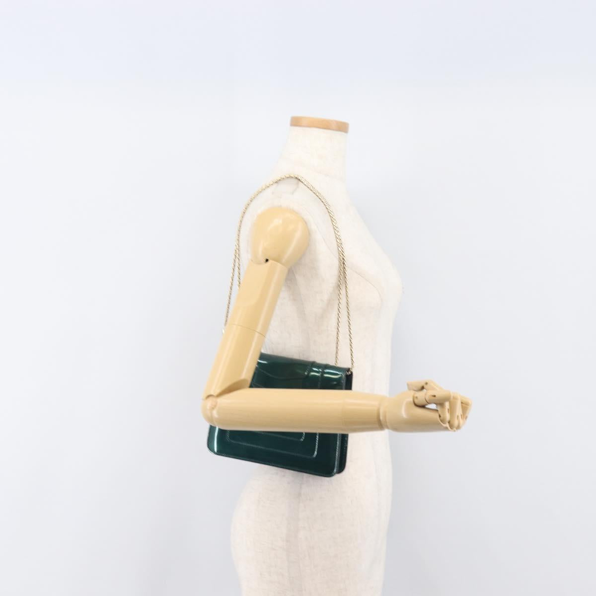 BVLGARI Serpenti Forever Chain Bag Patent Leather Green Gold Auth 200301V