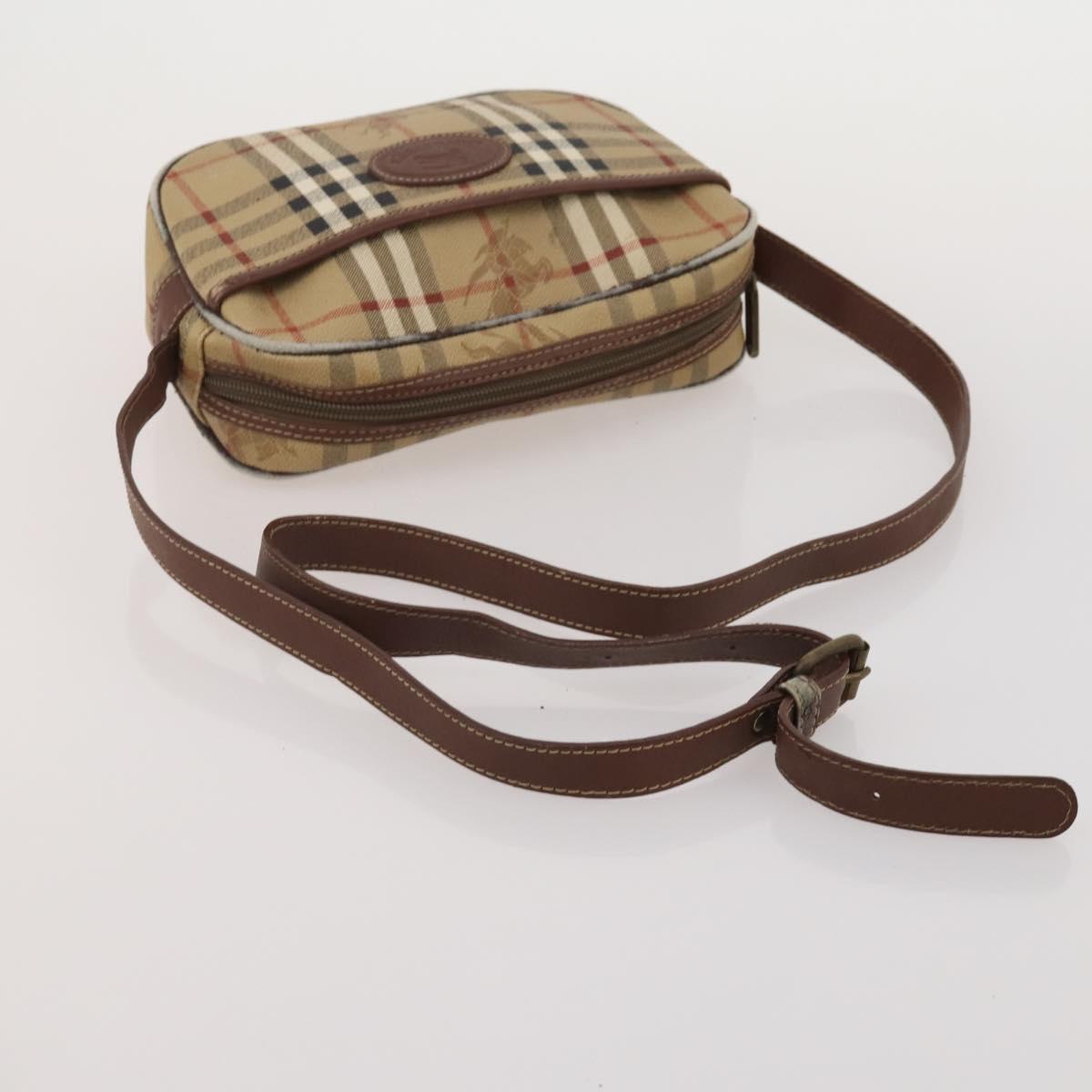 BURBERRY Nova Check Blue Label Hand Bag Canvas PVC 3 Set White Beige Auth 200307