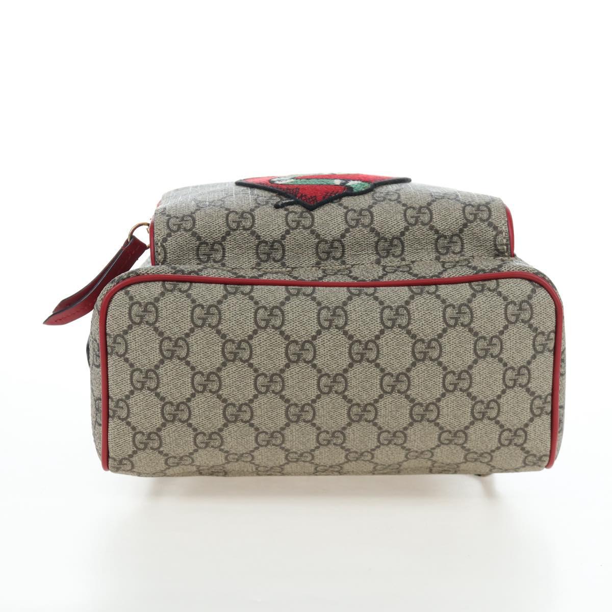 GUCCI GG Supreme Web Sherry Line Backpack PVC Beige Gold 427042 Auth 200331M