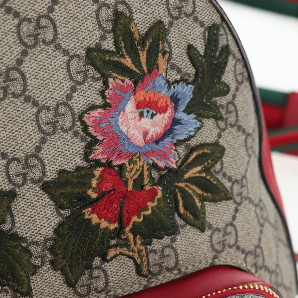 GUCCI GG Supreme Web Sherry Line Backpack PVC Beige Gold 427042 Auth 200331M