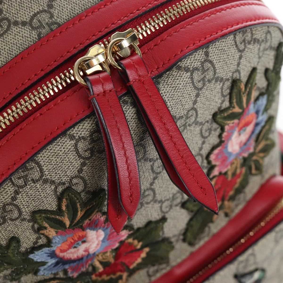 GUCCI GG Supreme Web Sherry Line Backpack PVC Beige Gold 427042 Auth 200331M