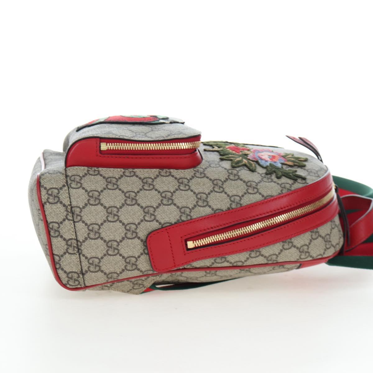 GUCCI GG Supreme Web Sherry Line Backpack PVC Beige Gold 427042 Auth 200331M