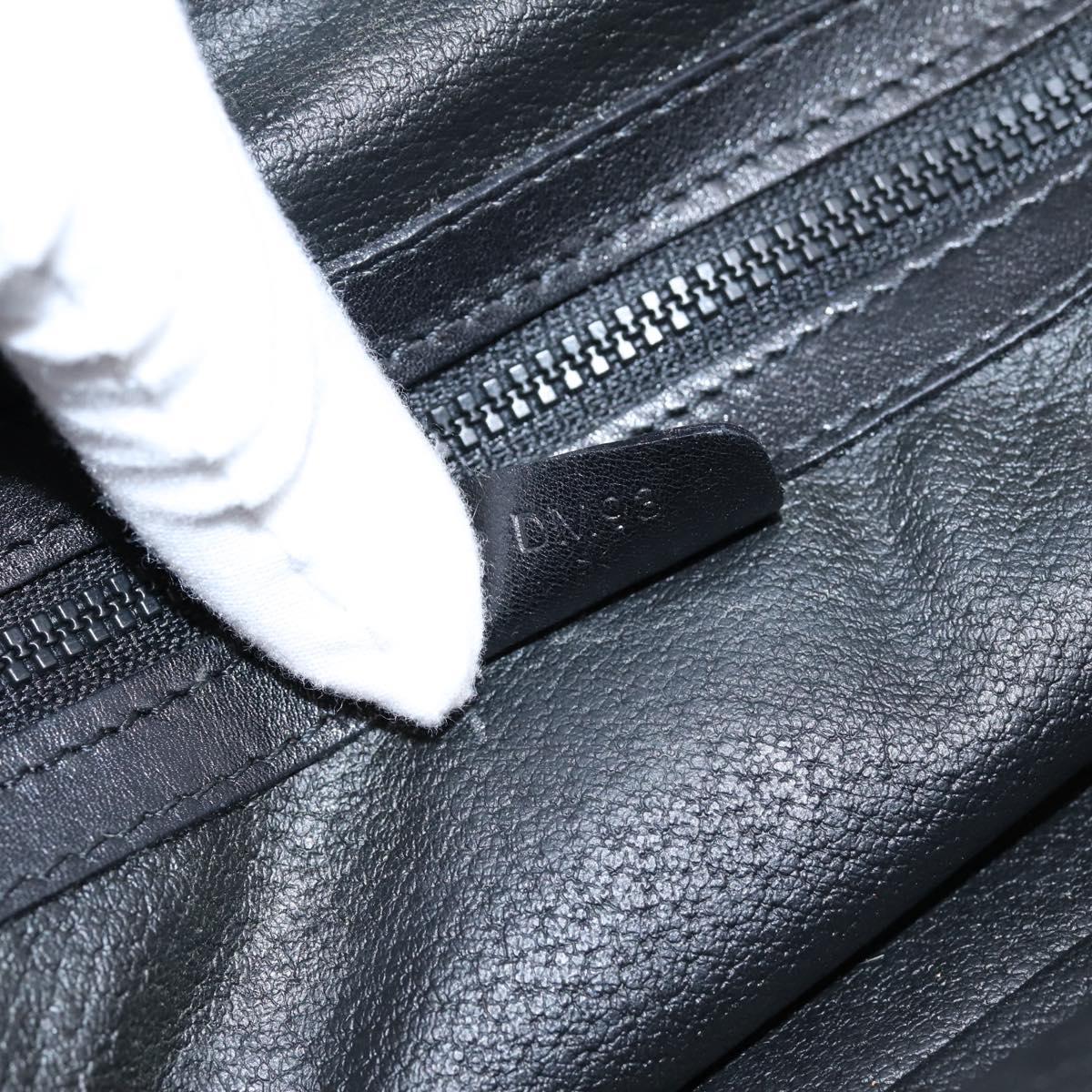 CELINE Hand Bag Leather Black Gold Tone Auth 200334
