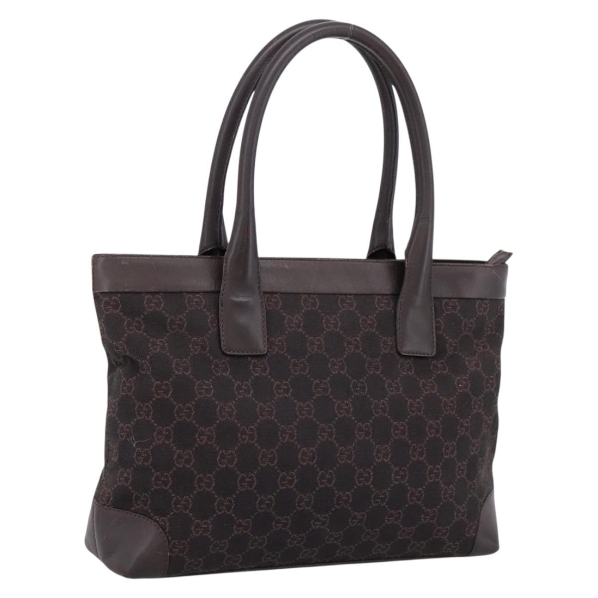 GUCCI GG Canvas Hand Bag Dark Brown 33890 Auth 200335