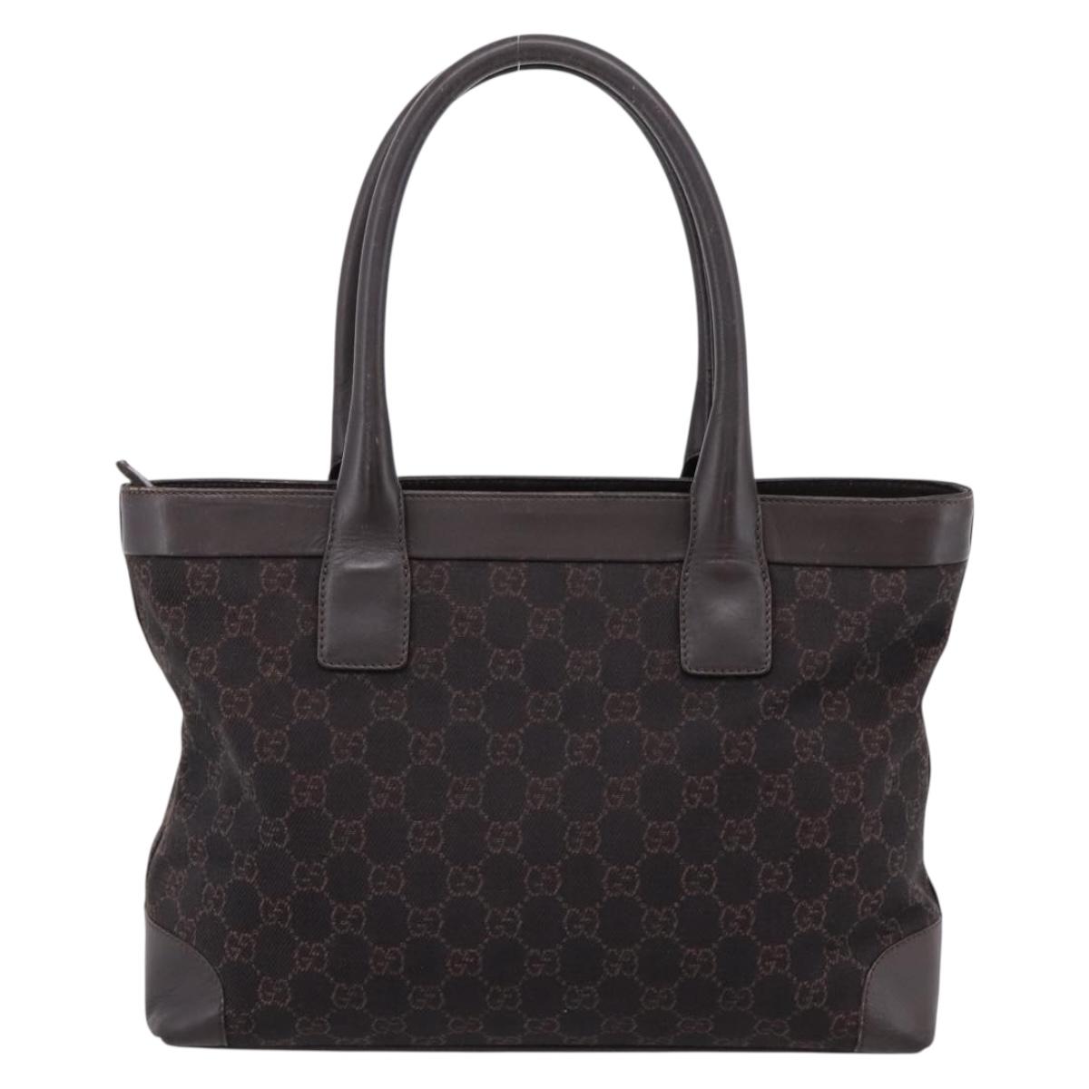 GUCCI GG Canvas Hand Bag Dark Brown 33890 Auth 200335