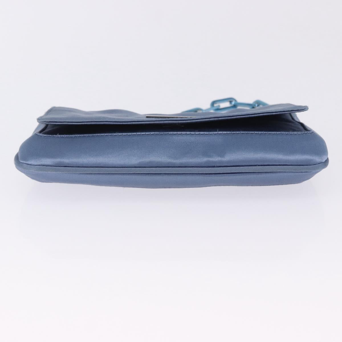 GUCCI Chain Shoulder Bag Satin Blue Auth 200336V